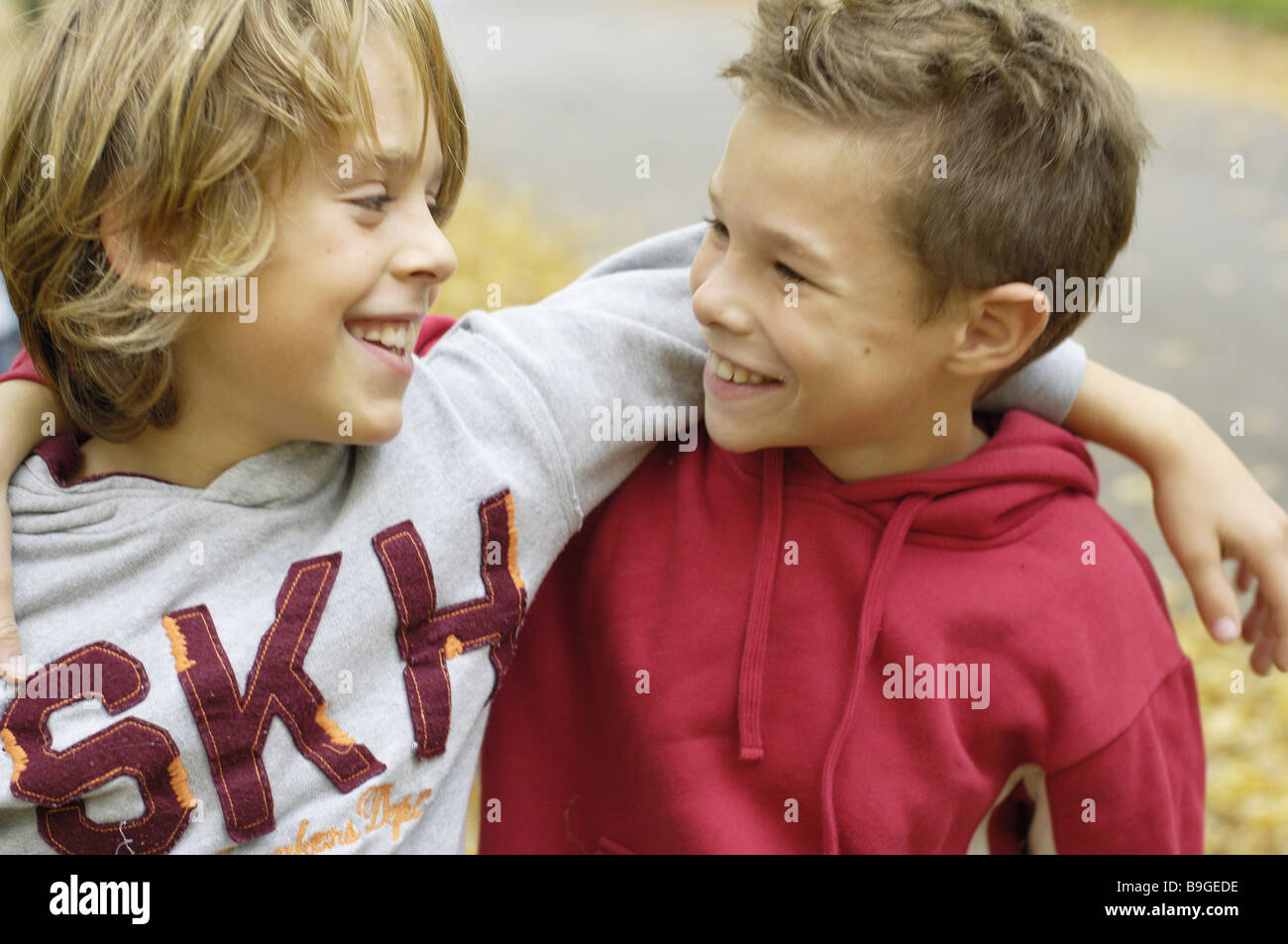 Boy And Embraced Children Boys Two Friendship Buddies Embrace Cheerfully