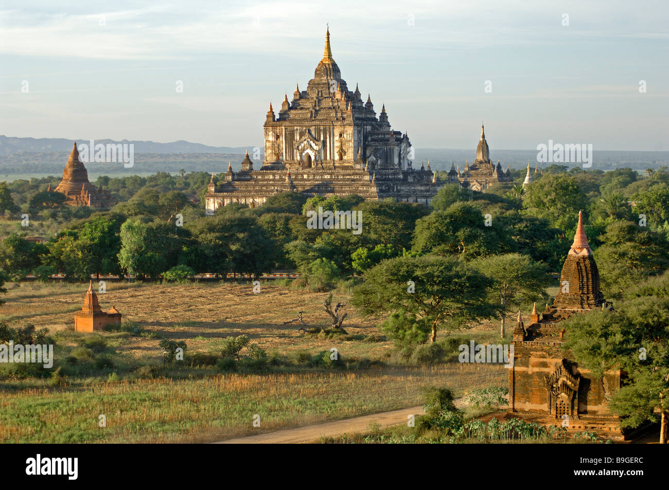 the ancient temple city of Pagan Bagan at Myanmar Burma Birma Stock Photo