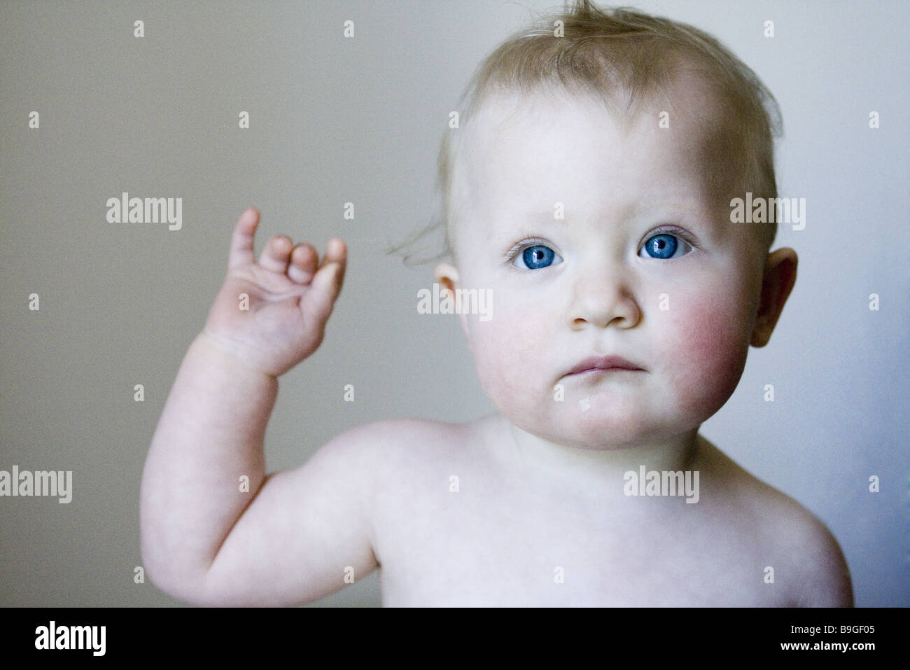 Baby gesture portrait Stock Photo Alamy