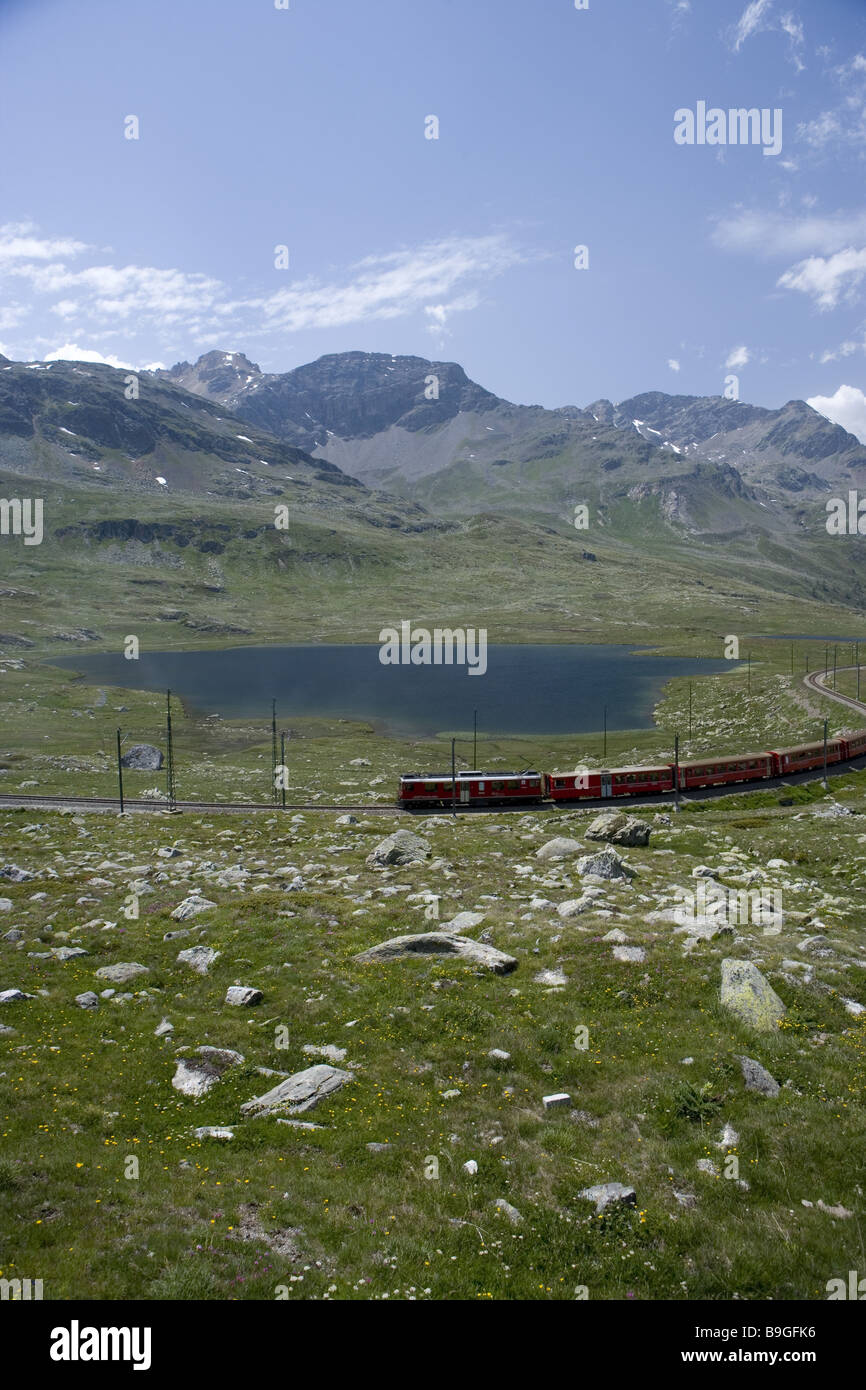 Switzerland Graubünden Engadin Berninapass Lej Nair railway line