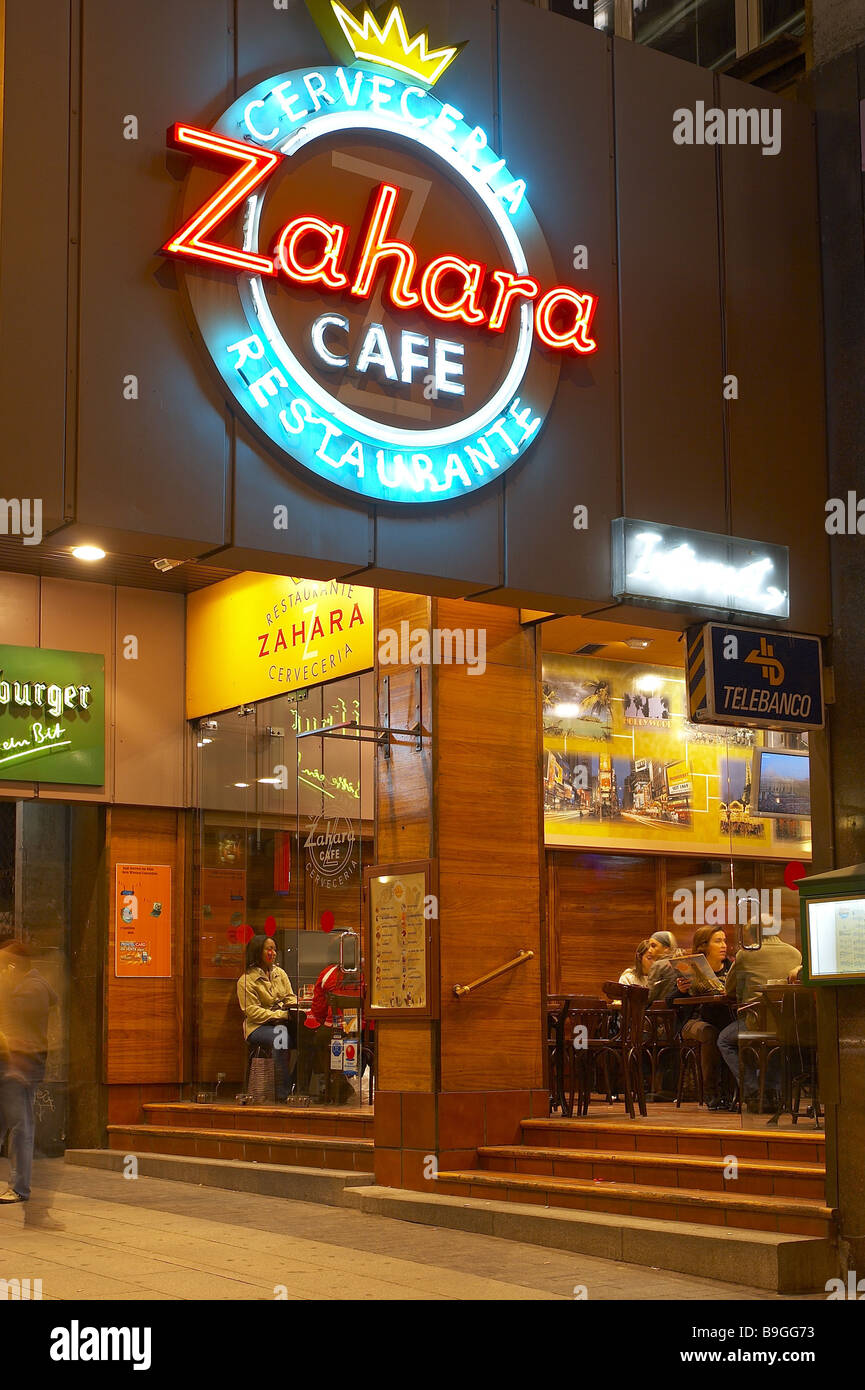 Spain  Madrid  cafe Zahara  grain via  evening Stock Photo