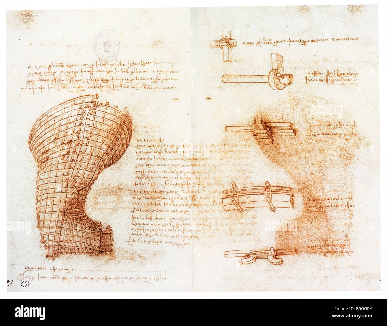 Casting Mould for the Head of the Sforza Horse by Leonardo da Vinci  1491-1493 red chalk Stock Photo