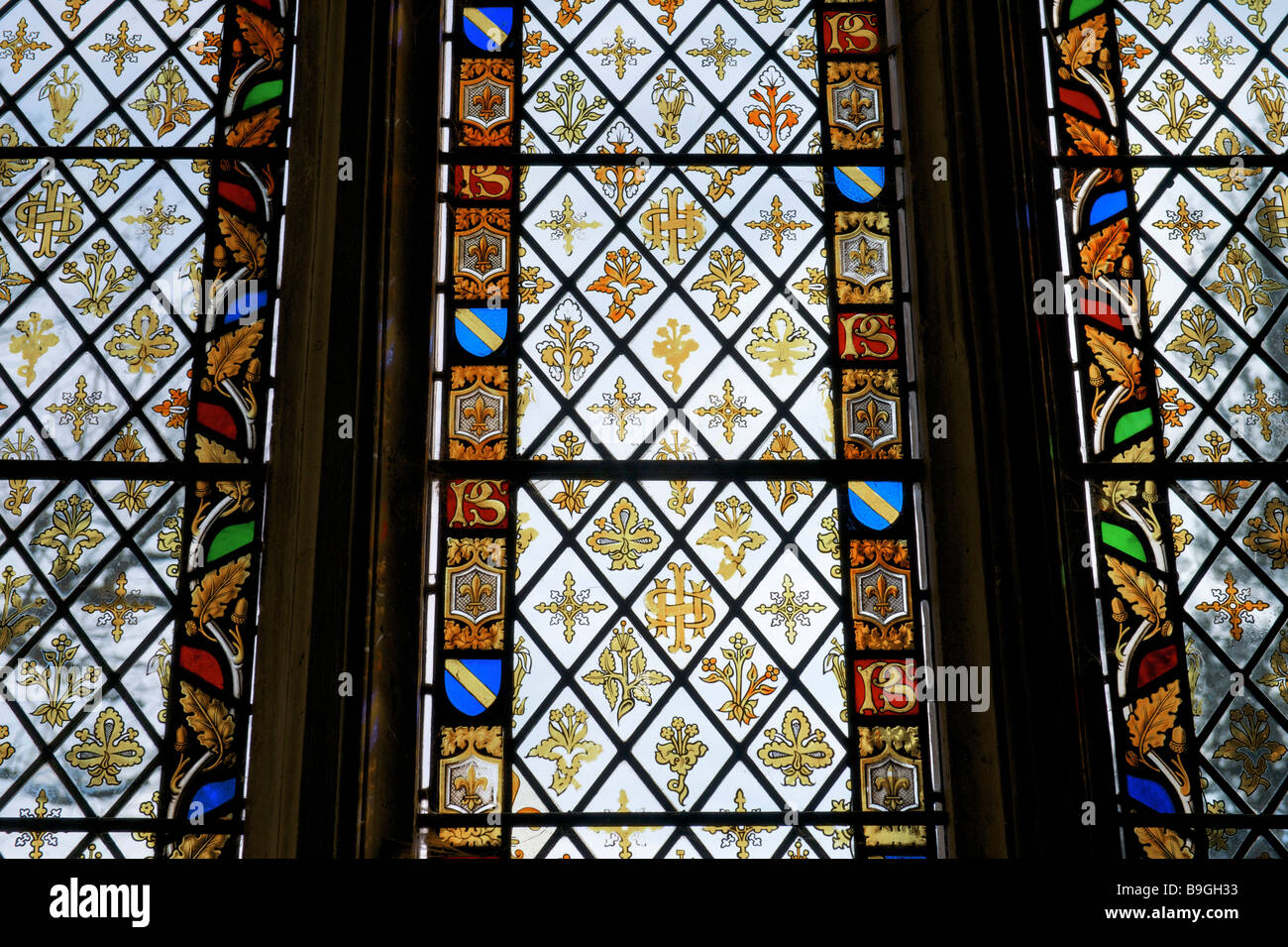 Window Coombe Stained glass window Castle Coombe Wiltshire Stock Photo - Alamy