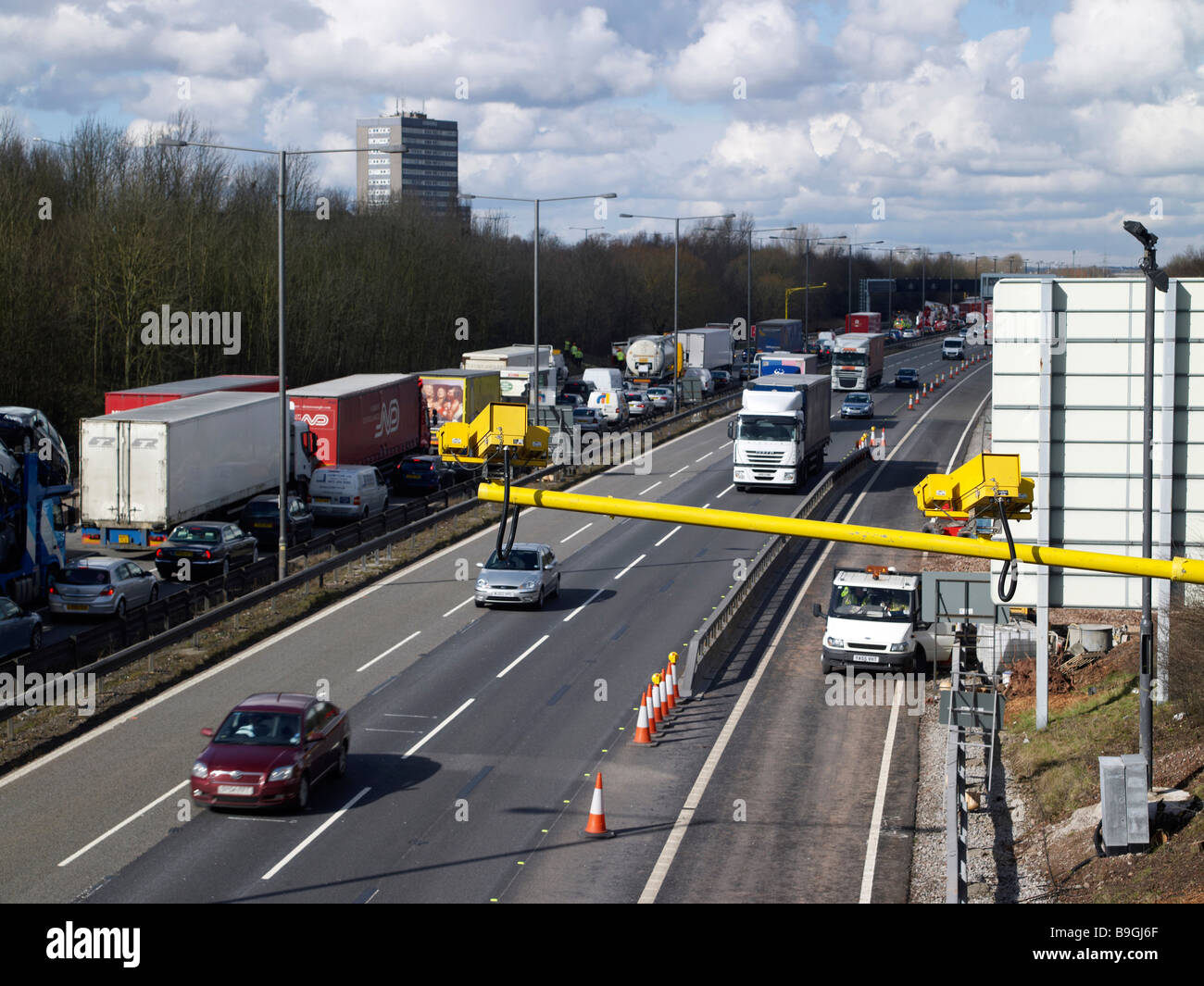 Speed Cameras And Road Traffic Accident On The M42 M6 Link Road Near Birmingham Stock Photo Alamy