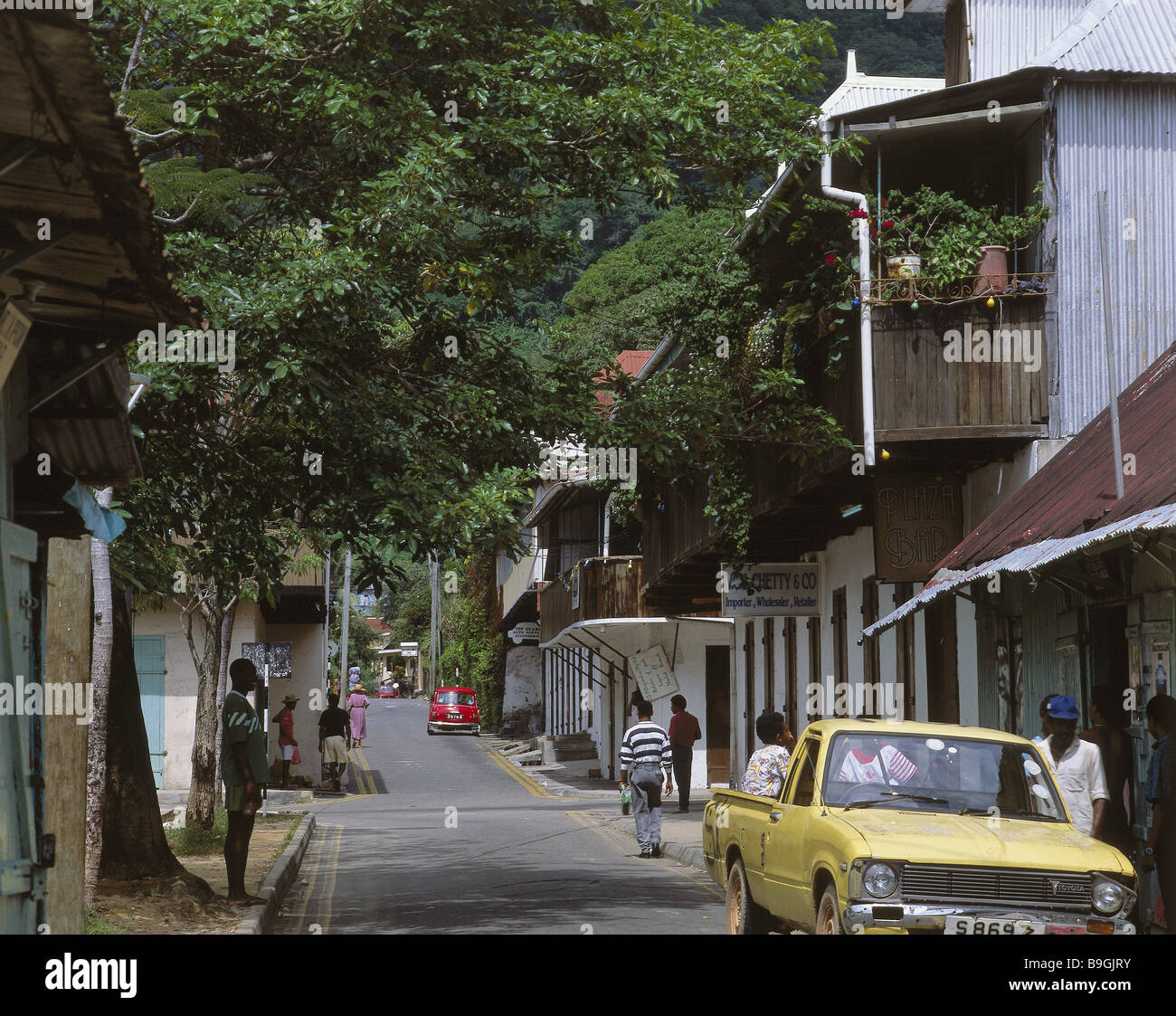 Seychelles island Mahe Victoria Market-streets passers-by island state island-group capital city city view streets streets Stock Photo