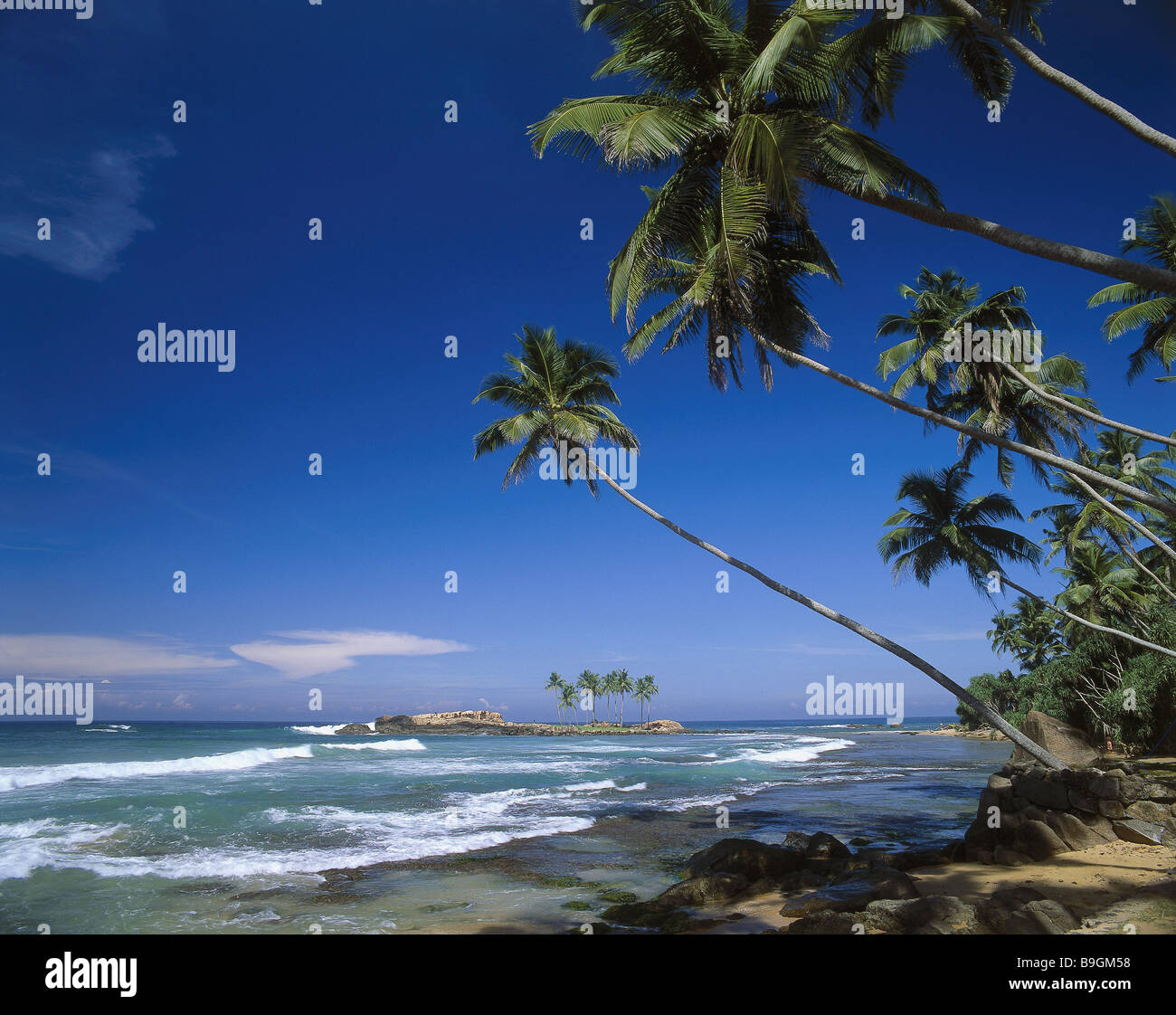 Asia Sri Lanka coast palm-beach lake gaze rock-island South-Asia island ...