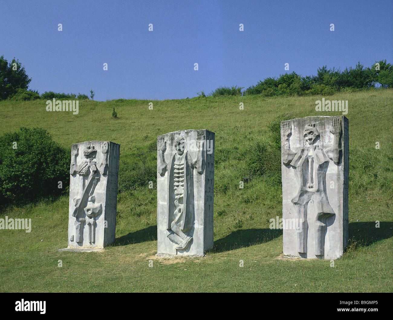 Alois Wünsche-mitterecker Bavaria concrete-figures sculptors Germany three Eichstätt figures Figurenfeld force Hesse-valley Stock Photo