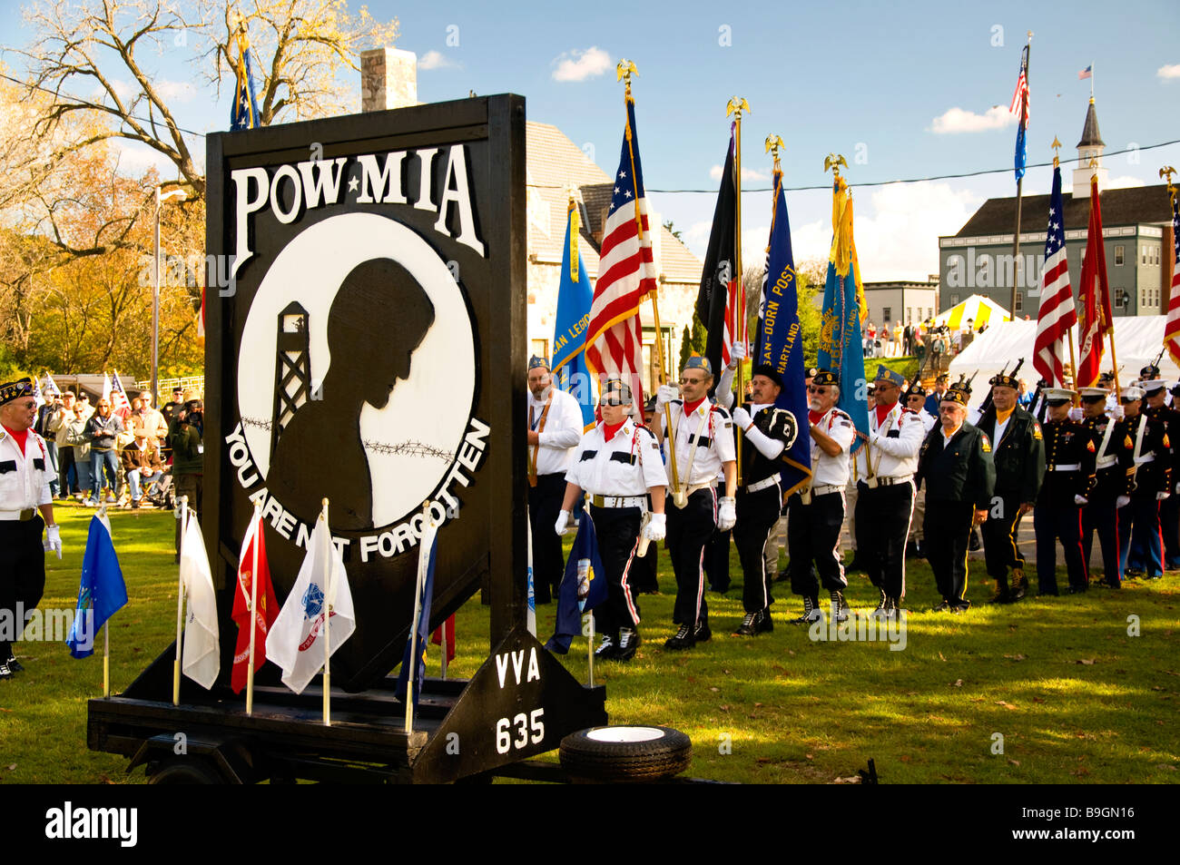 Veterans marching in honor of POW MIA servicemen Delafield Wisconsin Stock Photo