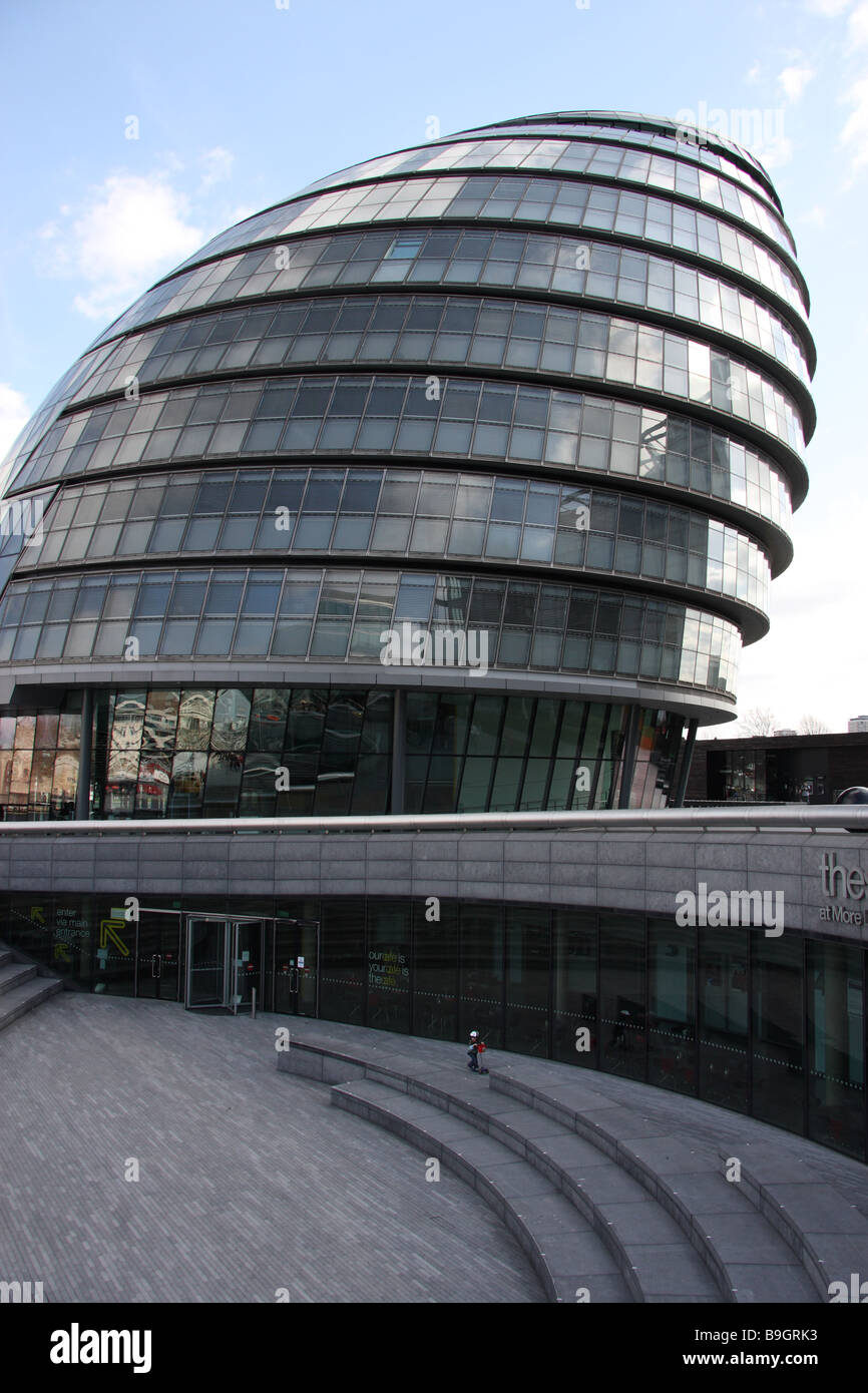 london england uk assembly glass clad building modern architecture river thames riverside Stock Photo