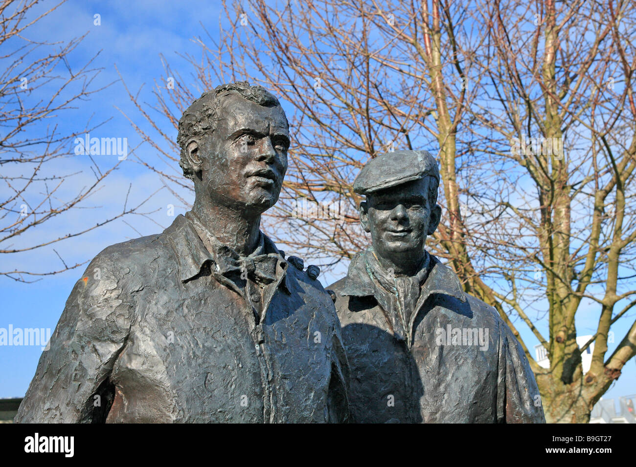Sculpture of two racing drivers Stock Photo