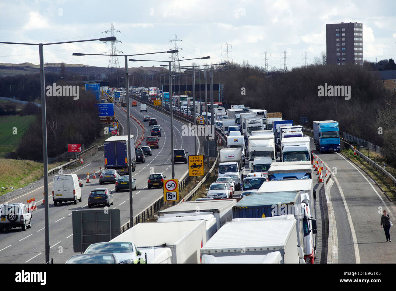 Motorway Hold Up, M6, Birmingham Stock Photo