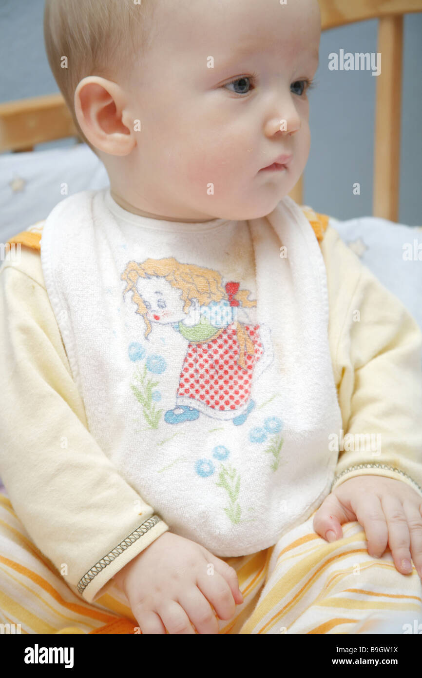 Little baby in a child bed Stock Photo