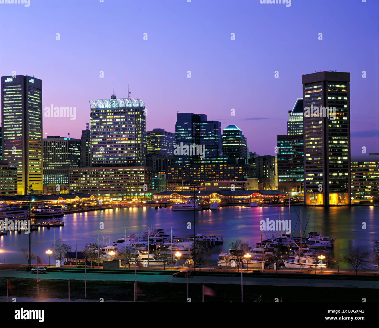 usa Maryland Baltimore city view harbor eveningmood North America