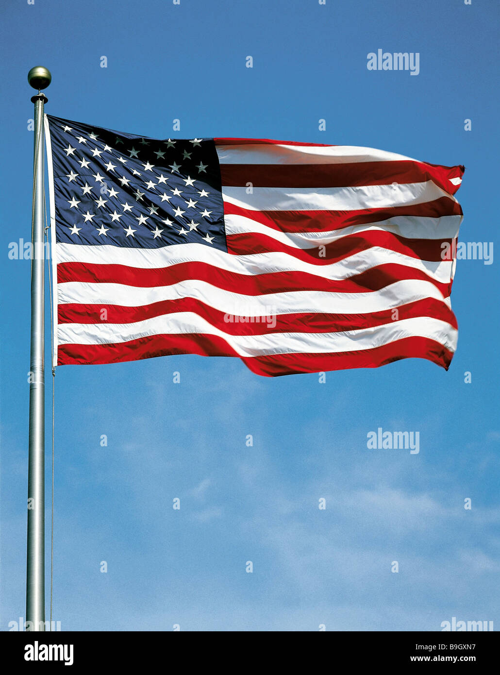 flagpole American flag America North America flag national-flags ensign national-colors wind blows patriotism national-pride Stock Photo