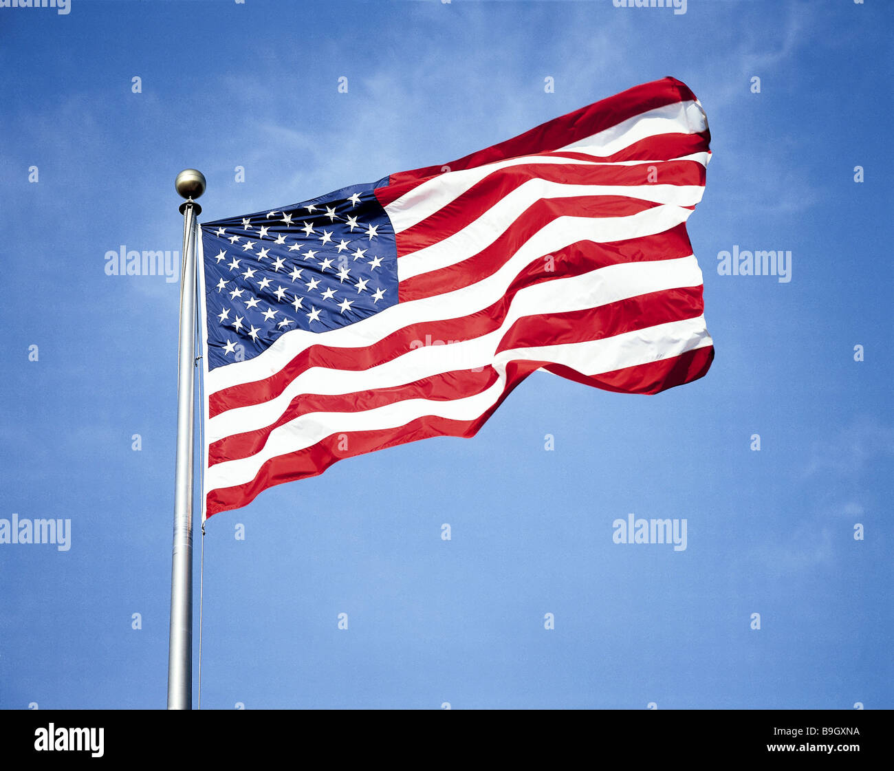 flagpole American flag America North America flag national-flags ensign national-colors wind blows patriotism national-pride Stock Photo