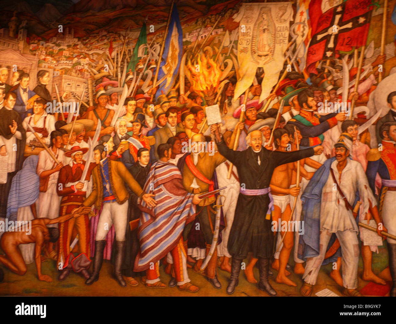Mexico Mexico-city murals Artist Diego Rivera type art culture painting paintings Mexican Muralismo Murales painters detail Stock Photo