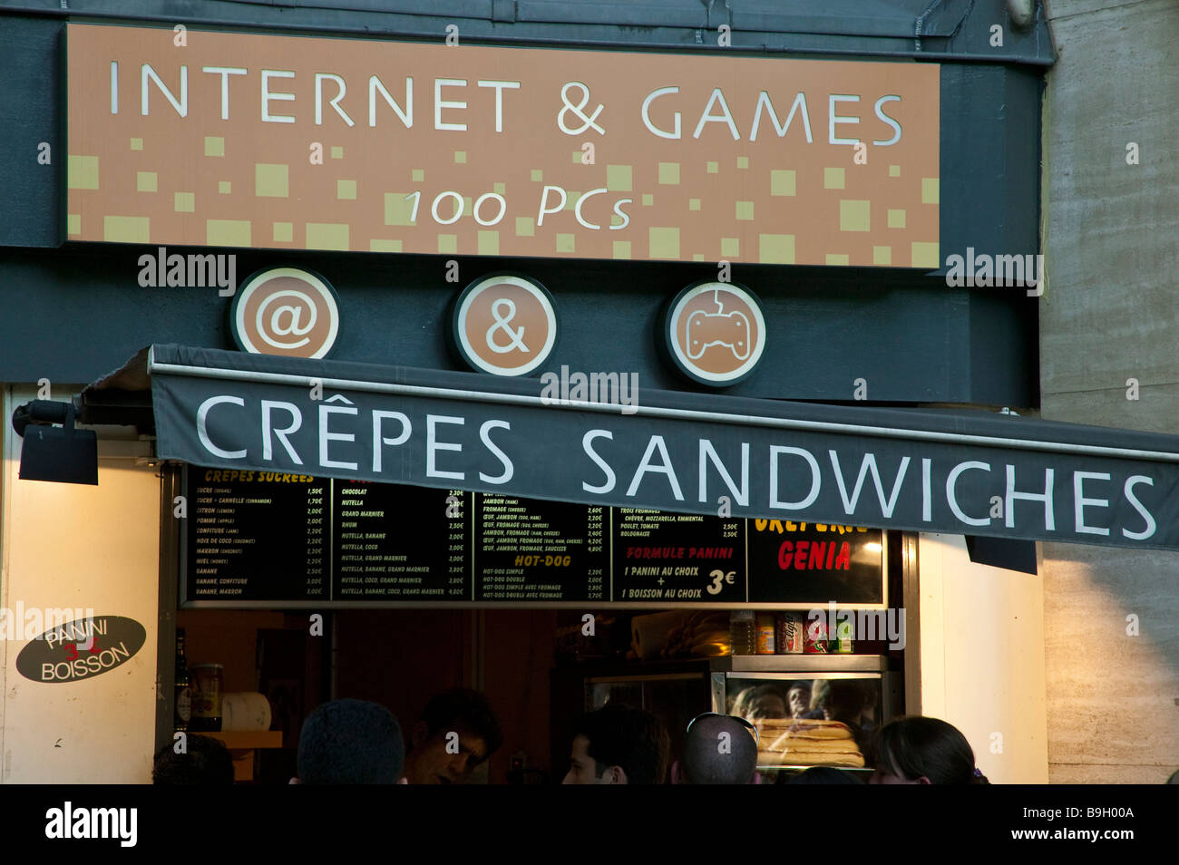 Snack shop and internet cafe Paris France Stock Photo