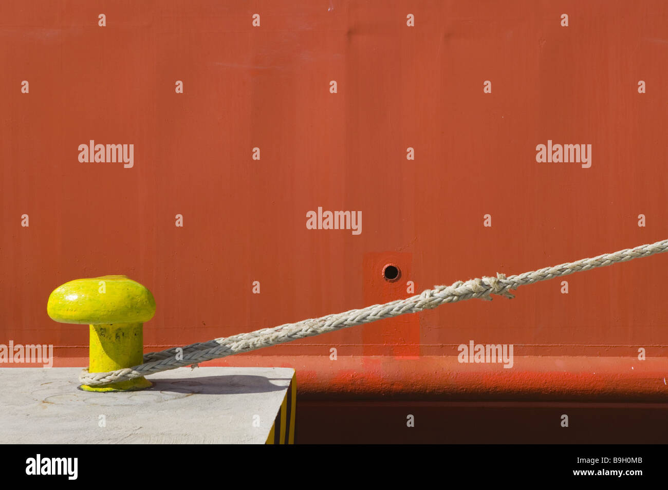 Harbor Poller ship rope detail shipping transportation transportation trip ship-trip go on a trip landing place state Stock Photo