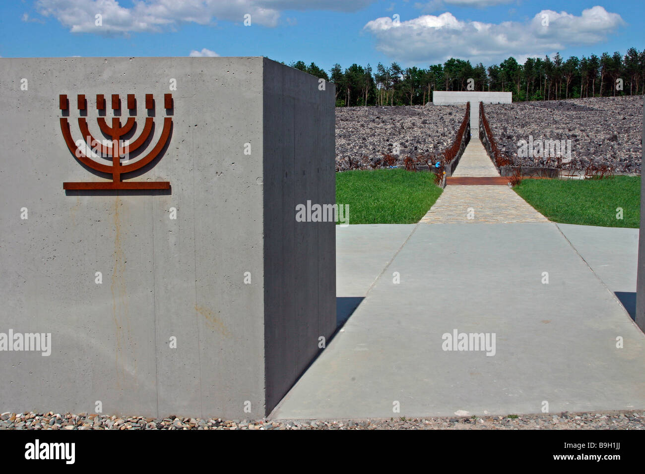 entrance to Belzec extermination camp memorial site first of the Nazi German extermination camps Stock Photo