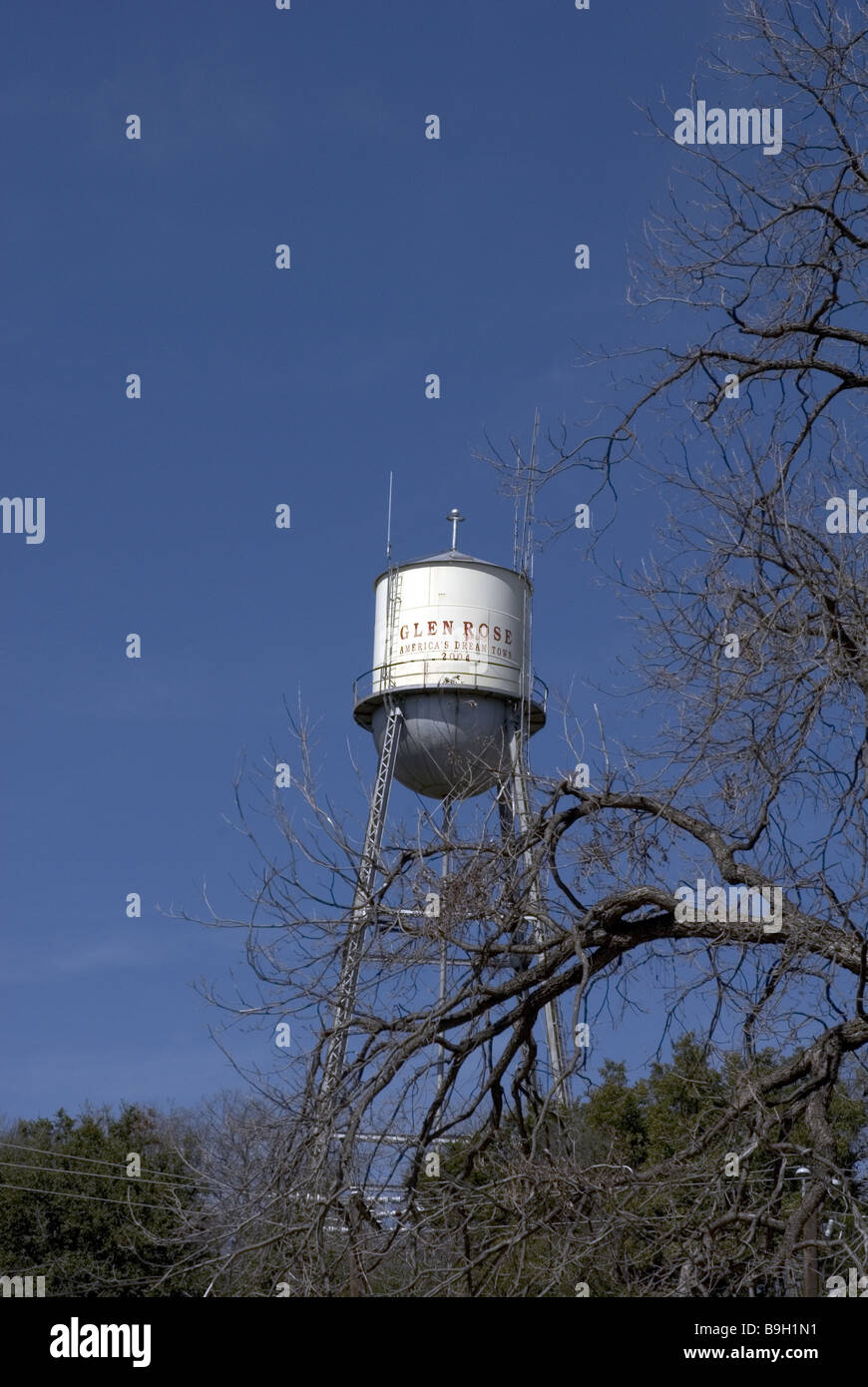 Glen Rose Water Tower Stock Photo Alamy