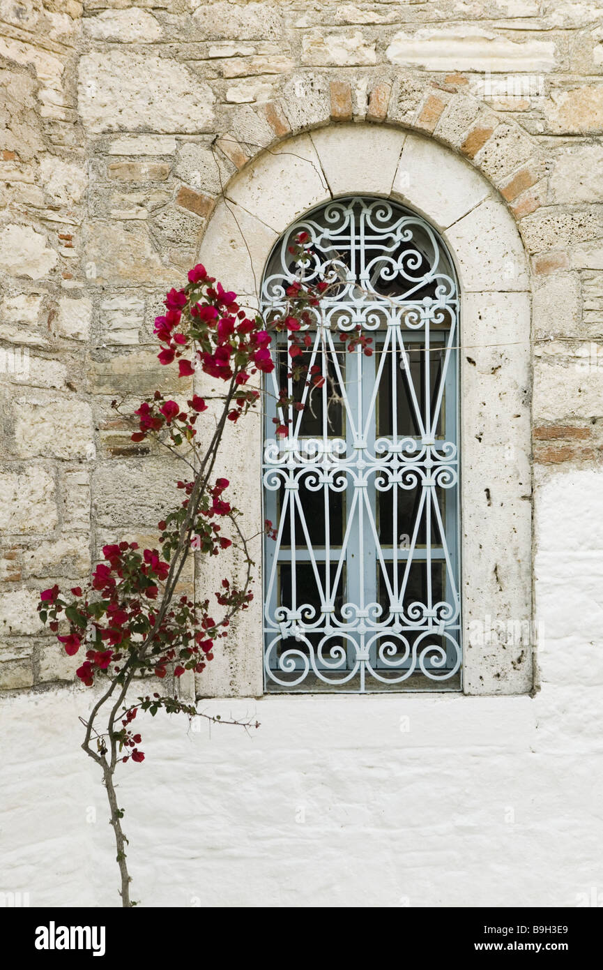 Greece island samos Mitilini cloister Agias Triados windows detail