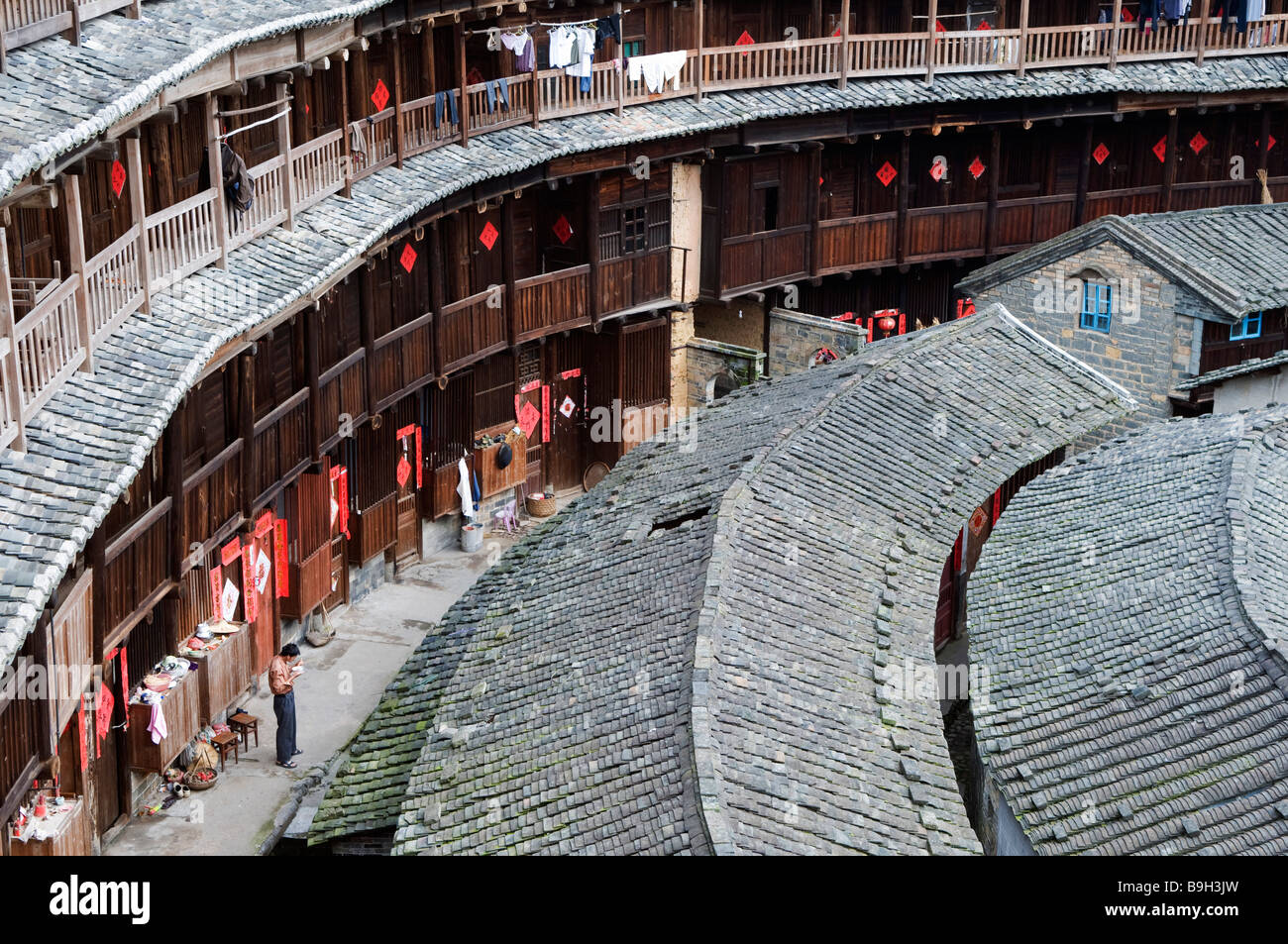 China, Fujian Province, Hakka Tulou round earth buildings, Unesco World Heritage site Stock 