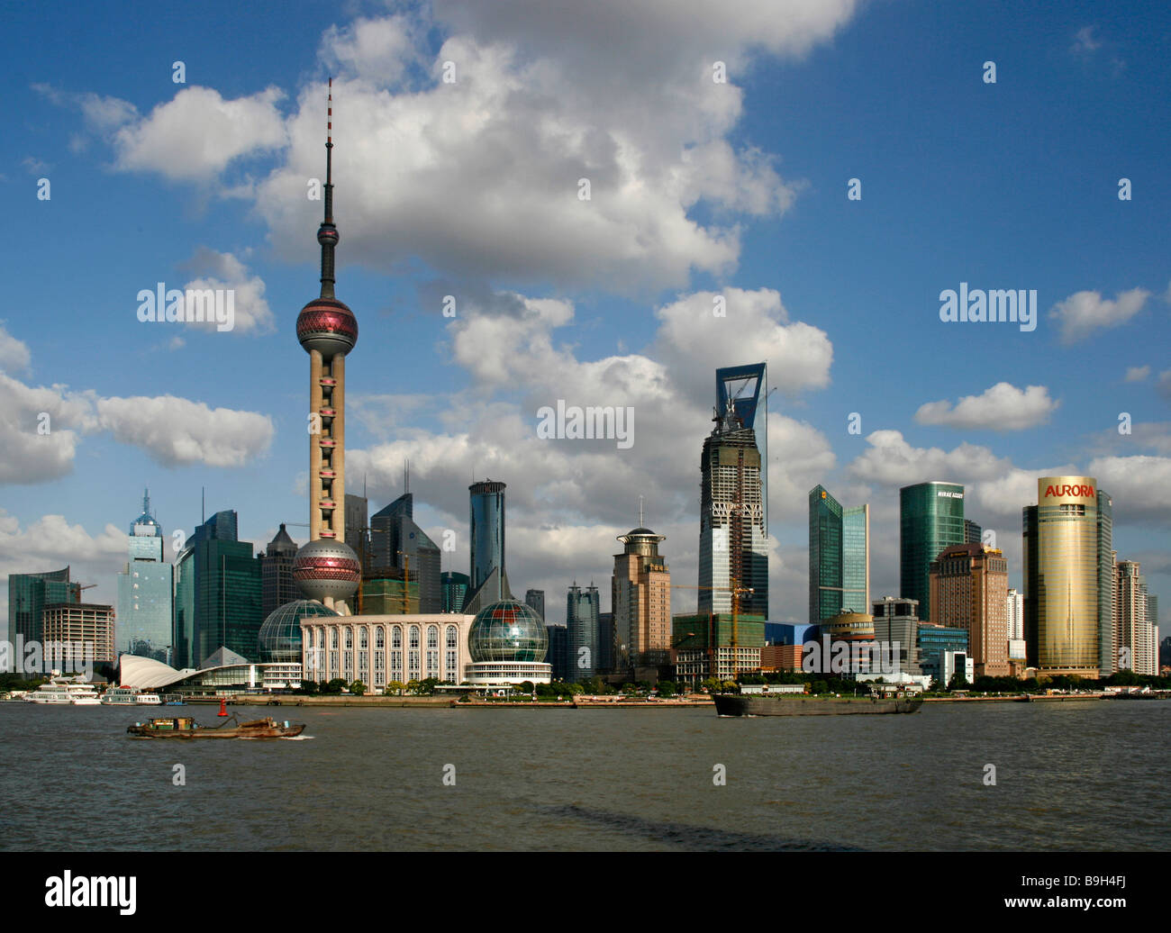 Shanghai Pudong seen from the Bund. Stock Photo