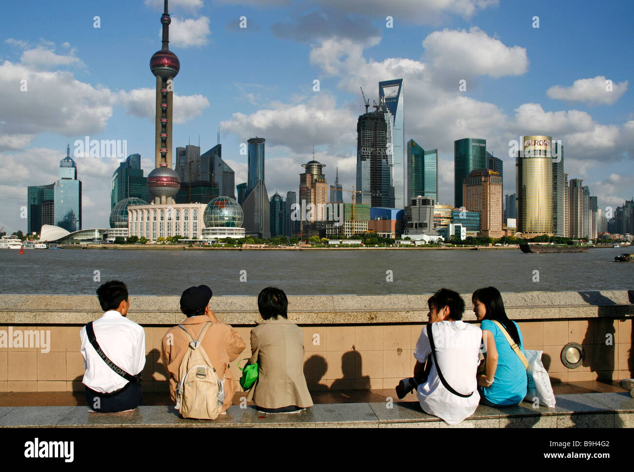 China, Shanghai. Pudong seen from the Bund. Stock Photo