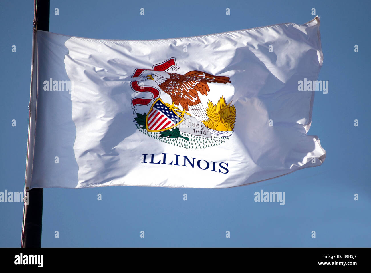 The Illinois state flag flying Stock Photo