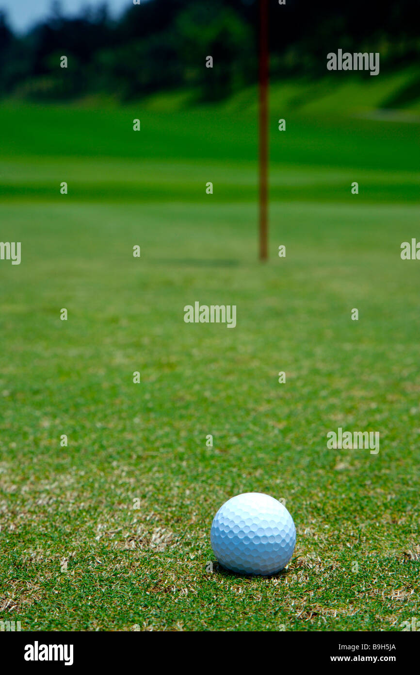 Golf ball on green Stock Photo Alamy