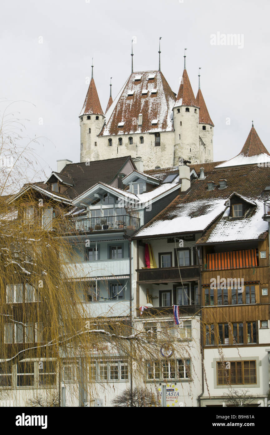 Switzerland Thun Old Town palacemountain houses palace Thun winter