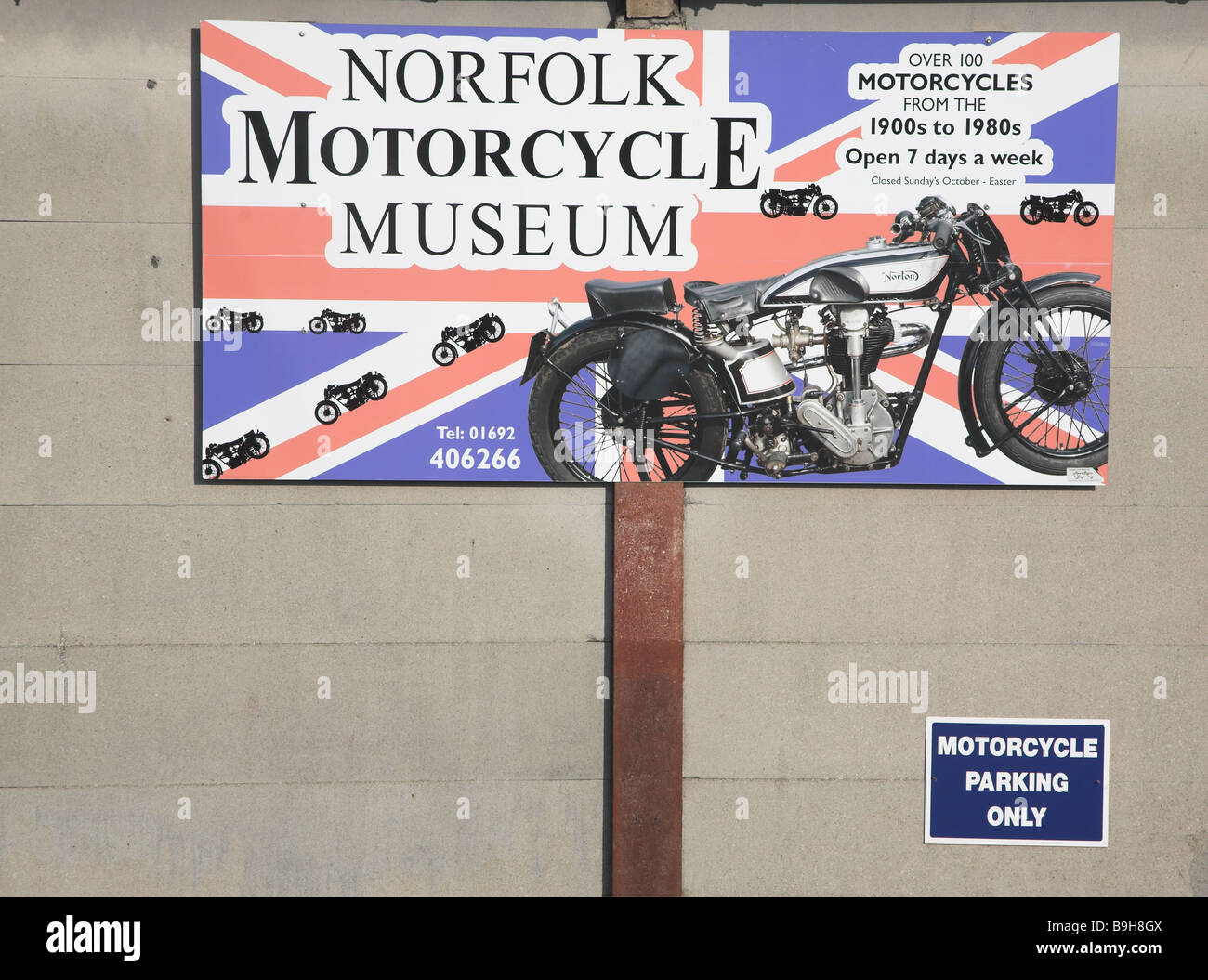 Norfolk Motorcycle museum sign North Walsham Stock Photo Alamy