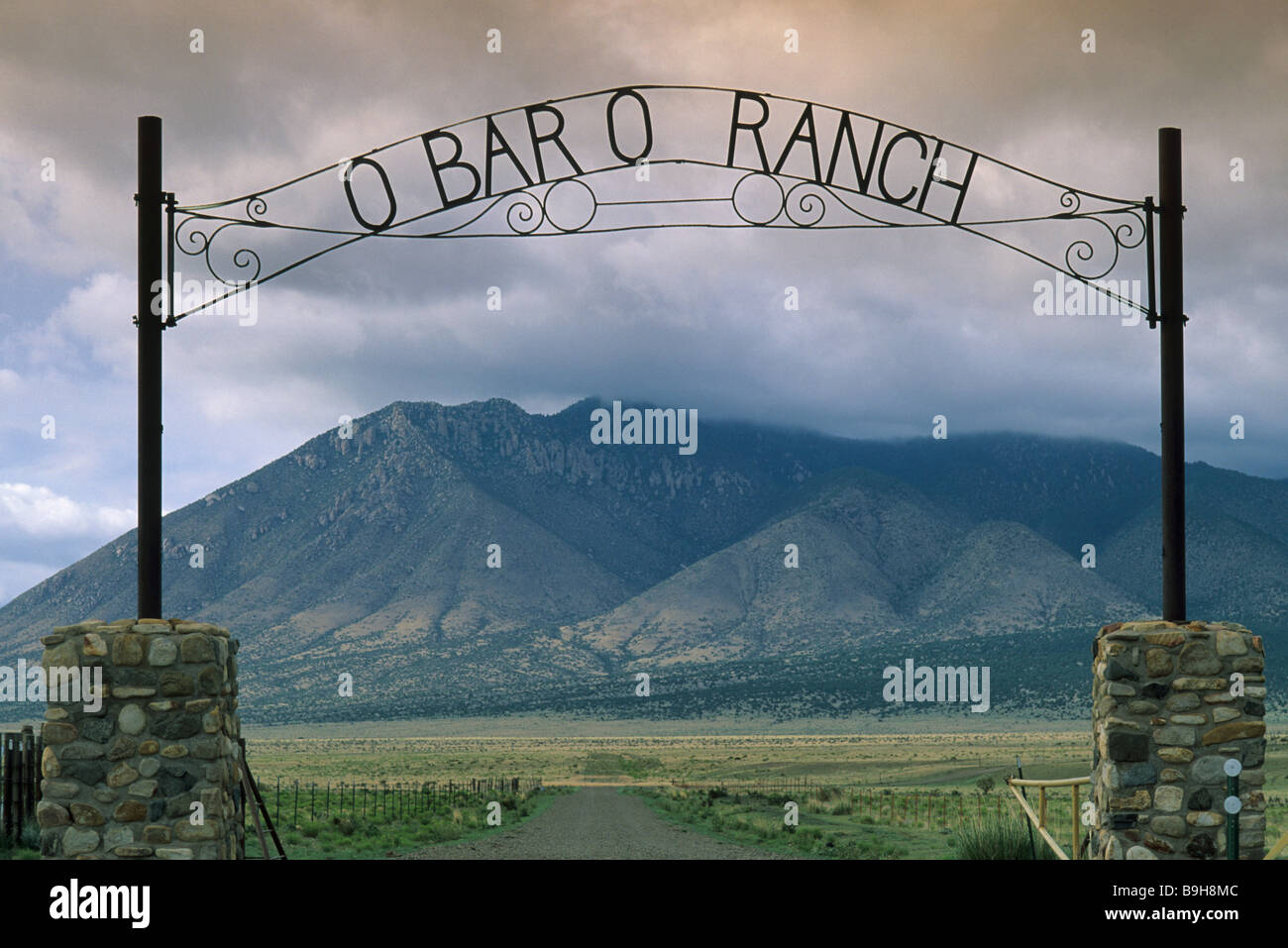 Wrought iron ranch gate at US 380 highway near Carrizozo in Lincoln