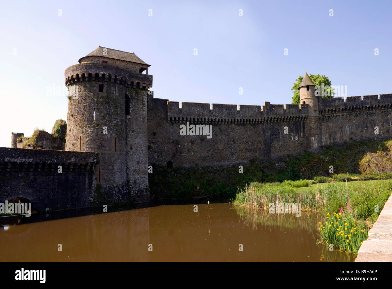 Walls of the castle at Fougeres, Ille et Vilaine, Bretagne, France