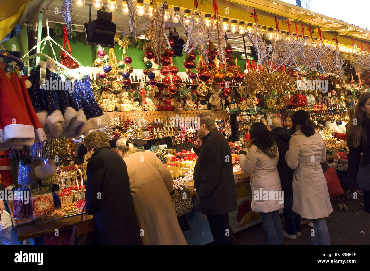 France Alsace Strasbourg Place Broglie Christmas-market Selection Niederrhein visitors custom-hood colorfully Christmas Stock Photo