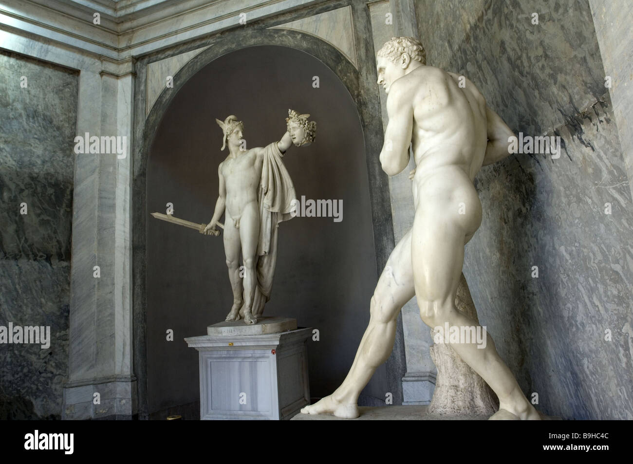 Italy Rome Vatican Vatican museum Museo Pio Clementino statues Perseus Antiquity sculpture sculptor-art Canova enclave Europe Stock Photo