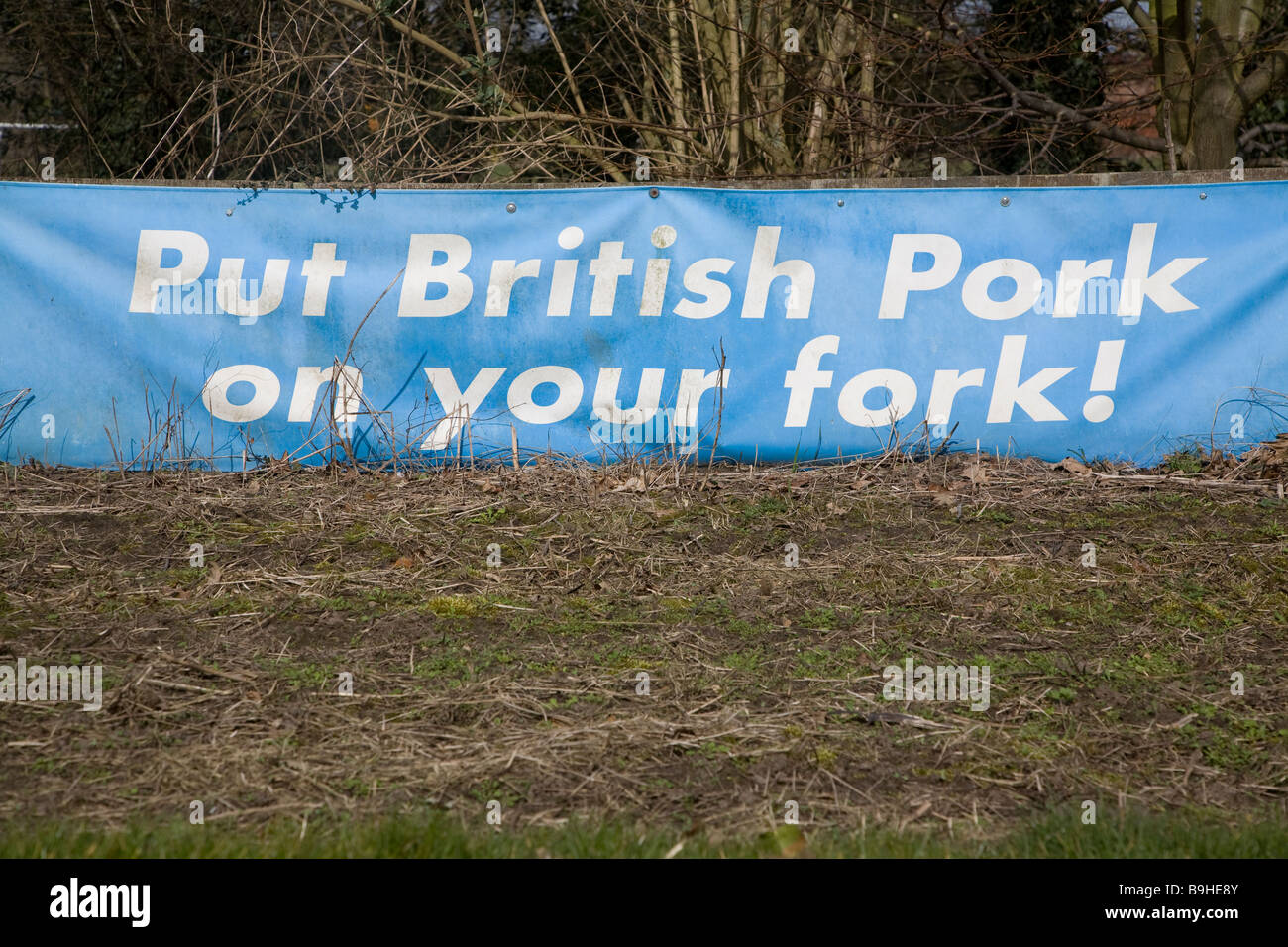 Put British Pork on your fork  advertising sign Stock Photo