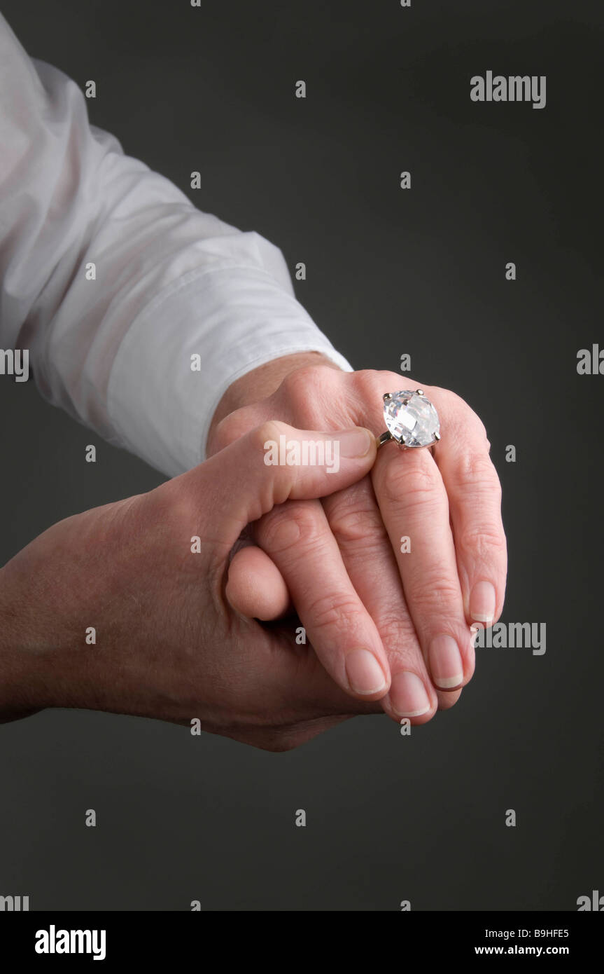 Female hand with diamond ring Stock Photo