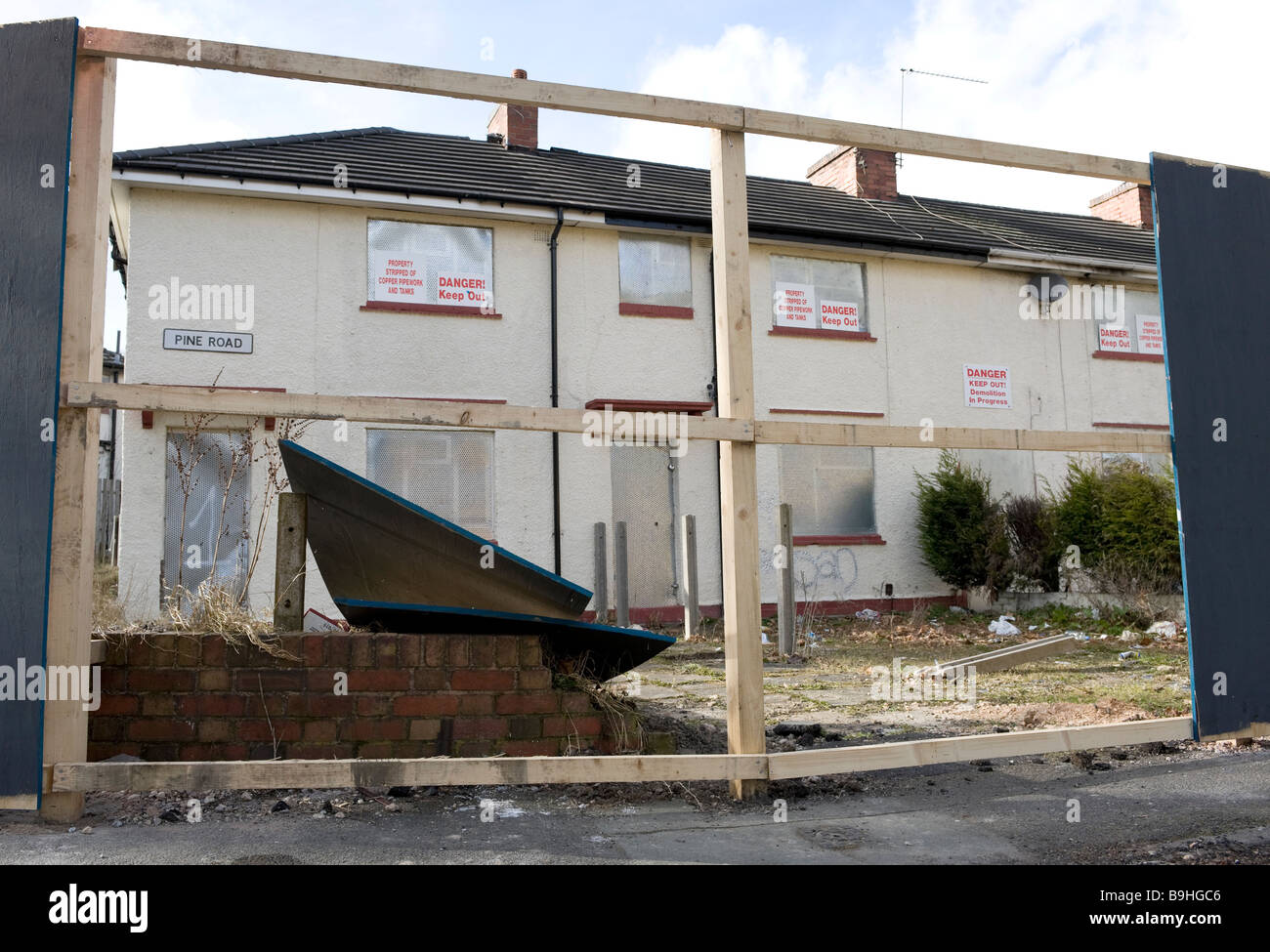Empty derelict houses on a derelict housing estate near Wolverhampton