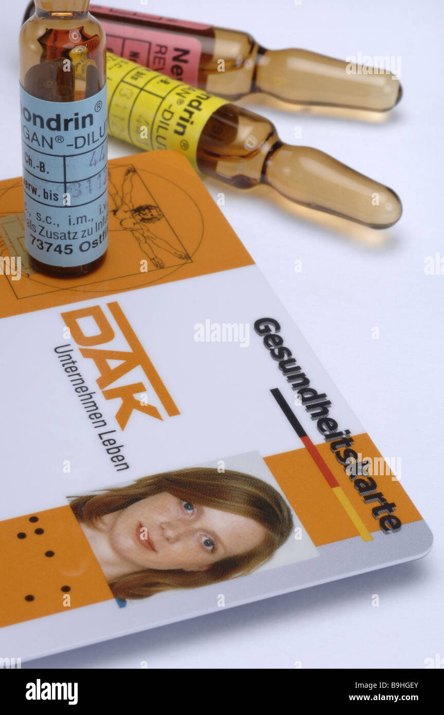 Policy holder-card DAK ampoules detail no property release health insurance company legally health illness chip-card Stock Photo