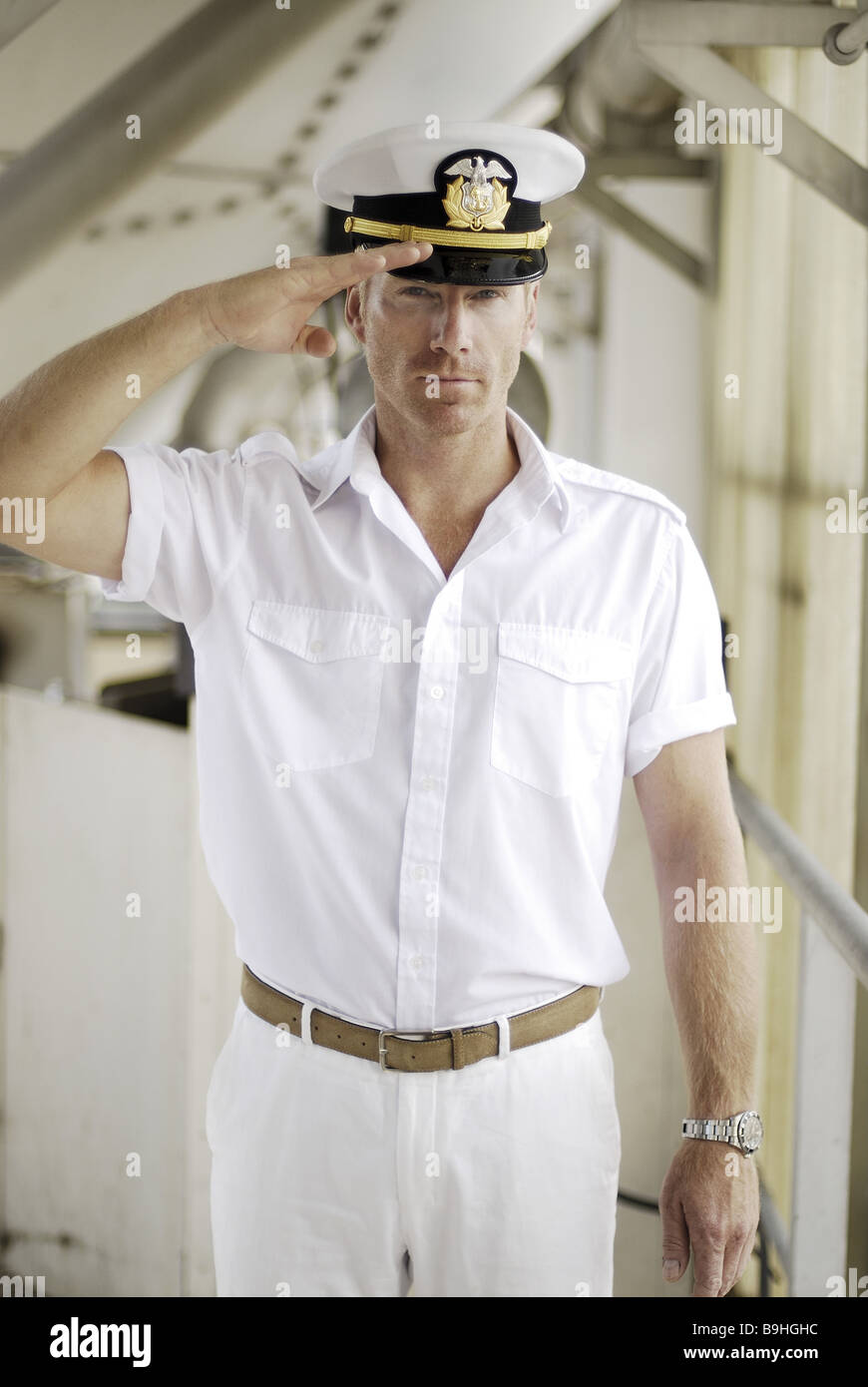 Ship's captain salutes semi-portrait 40-45 years 40-50 years occupation ...