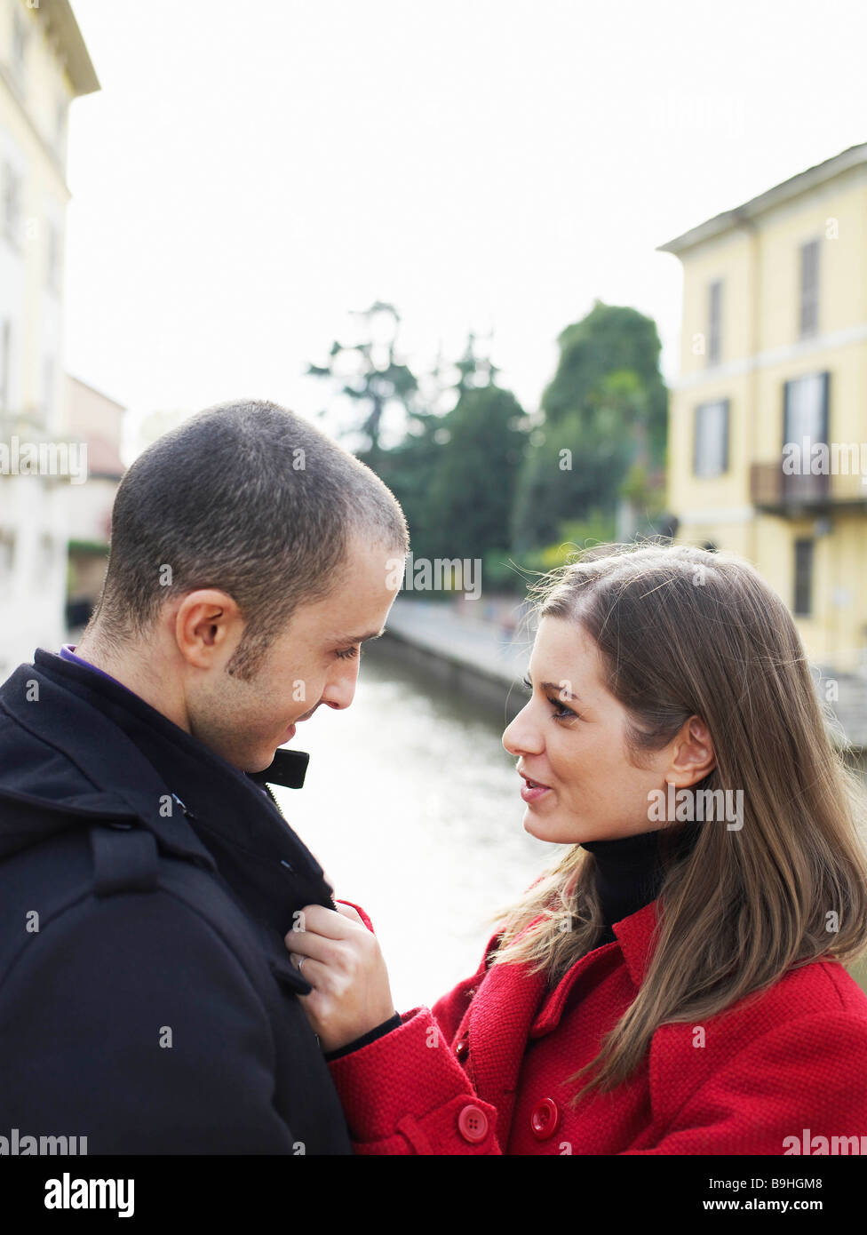 Young couple in a european street Stock Photo