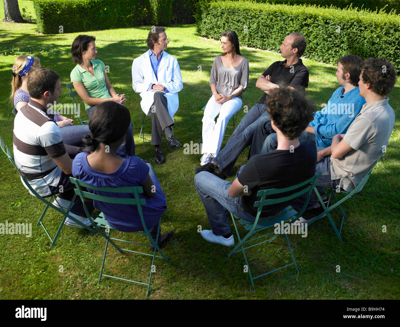 People in rehab,  outdoors Stock Photo