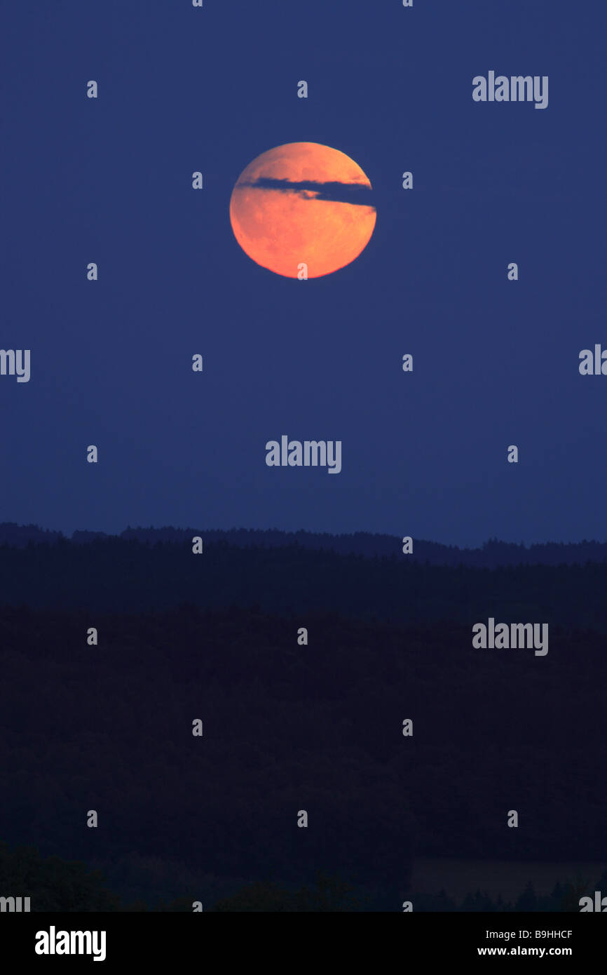 Landscape full moon evening-sun heaven cloudless moon moonrise twilight dusk moonlight moonlight silence silence idyll Stock Photo