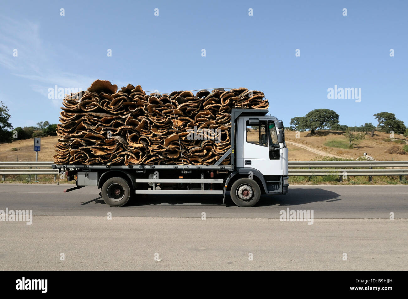 Truck loaded with Cork Oak bark, Sardinia, Italy, Europe Stock Photo