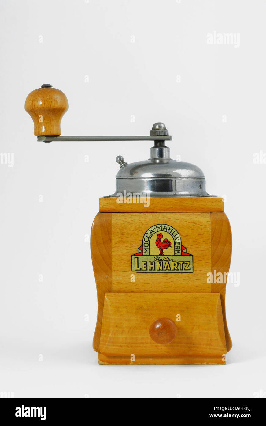 Wooden coffee mill, mocha grinder Stock Photo Alamy