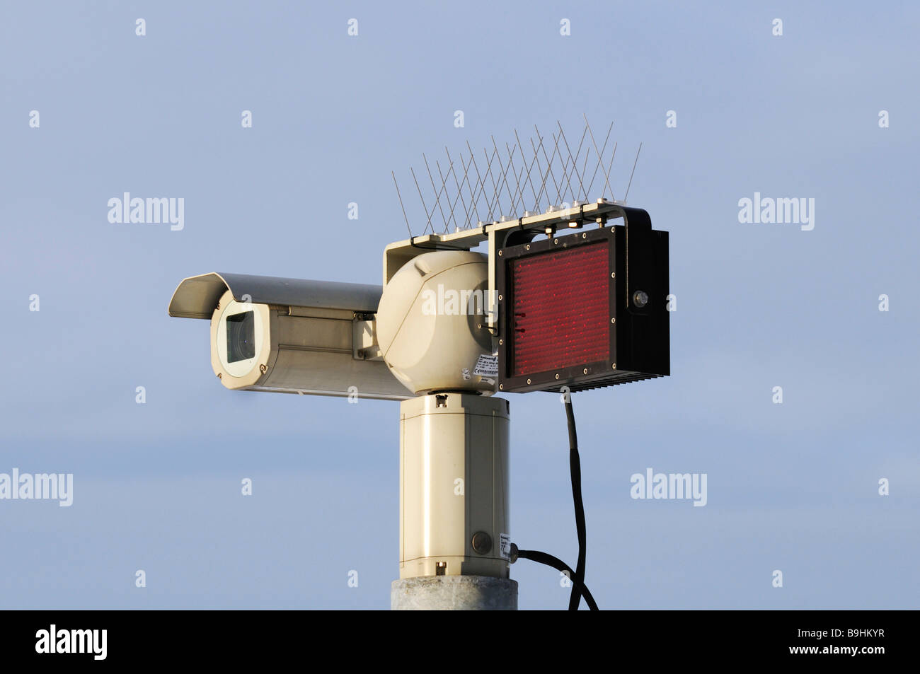 Surveillance camera infrared transmitter spikes hires stock