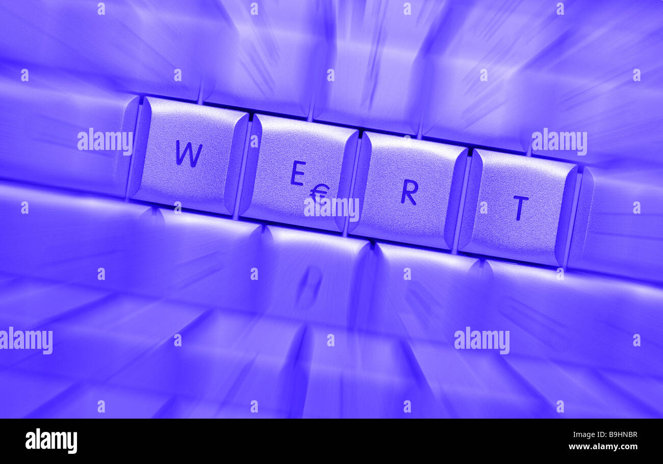 The German word WERT, Value, with Euro symbol on a keyboard, symbolic picture Stock Photo