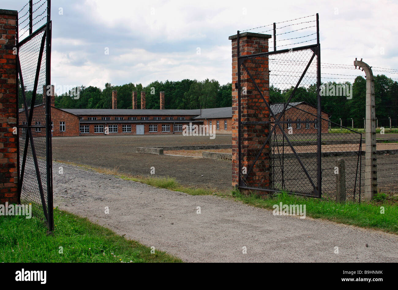 Auschwitz- II-Birkenau  Prisoner registration and shower block called the Sauna Stock Photo