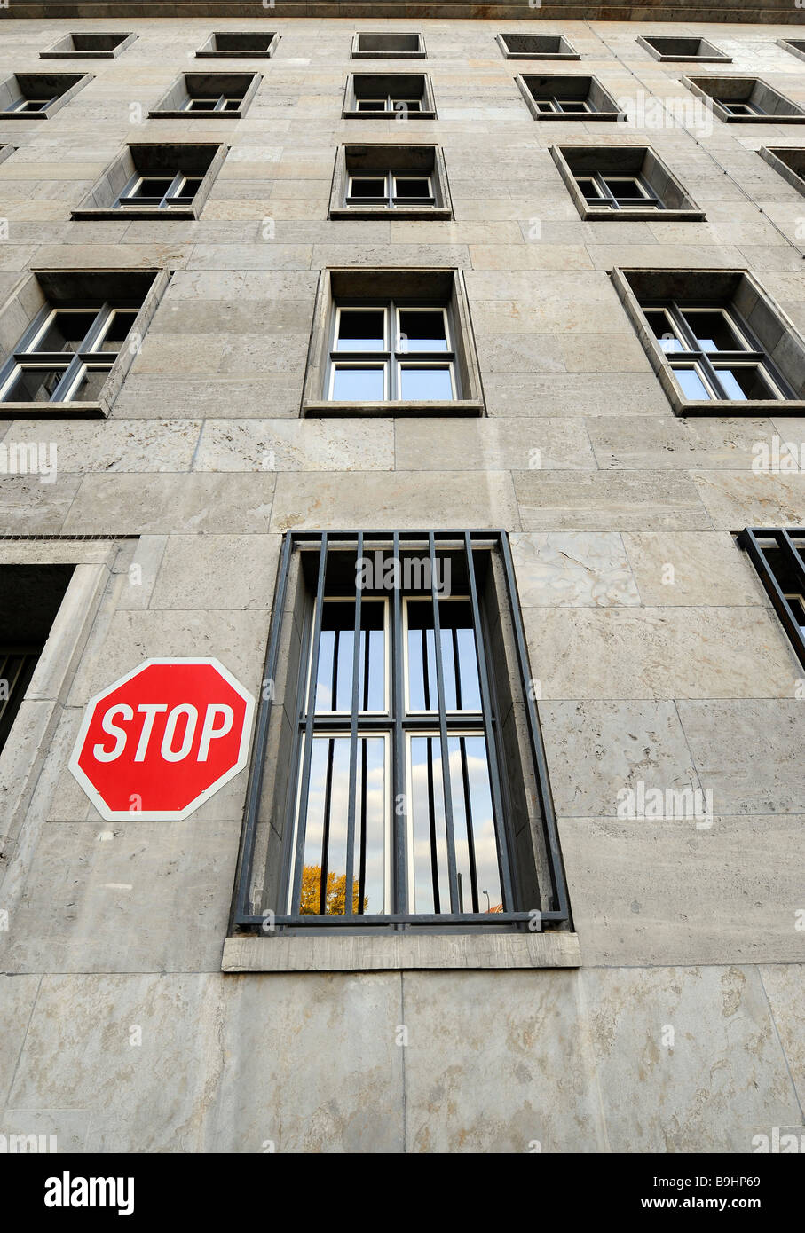 Stop sign at the Ministry of Finance, Berlin, Germany, Europe Stock Photo